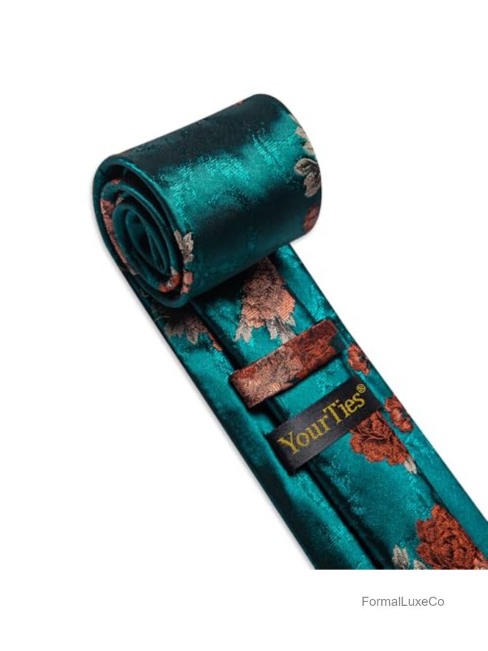 Mens Silk Tie Set Paisley Floral Necktie Pocket Square Cufflinks - Picture 3 of 6